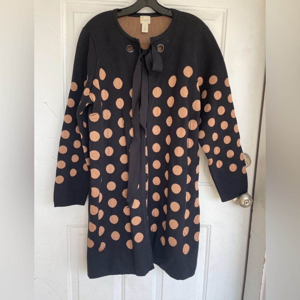 Chico's Polka Dot Millie Cardigan Sweater Jacket Sz 2